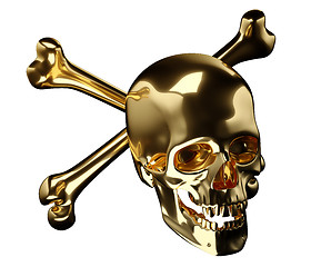 Image showing Golden Skull with crossed bones or totenkopf isolated 