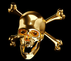Image showing Golden Skull with crossed bones or totenkopf 