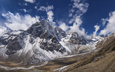 Image showing Pheriche valley with Taboche and cholatse peaks