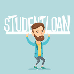 Image showing Young man holding sign of student loan.