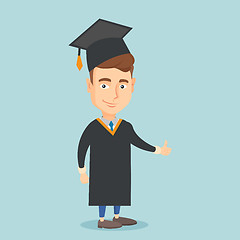 Image showing Graduate giving thumb up vector illustration.