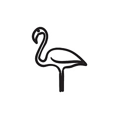 Image showing Flamingo sketch icon.