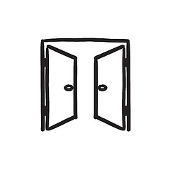 Image showing Open doors sketch icon.