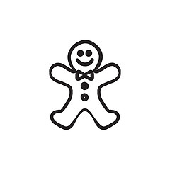 Image showing Gingerbread man sketch icon.