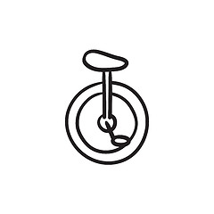 Image showing One wheel bicycle sketch icon.