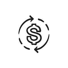 Image showing Dollar symbol with arrows sketch icon.