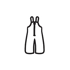 Image showing Baby winter overalls sketch icon.