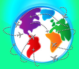 Image showing Planes Globe For Overseas Vacation 3d Illustration