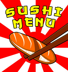 Image showing Sushi Menu Shows Japan Cuisine 3d Illustration