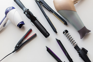 Image showing hairdryers, hot styling and curling irons