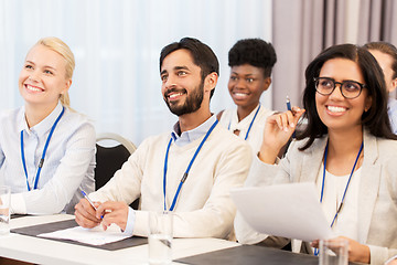 Image showing happy business team at international conference