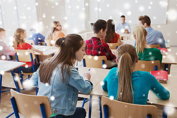 Image showing student girl cheating at school test