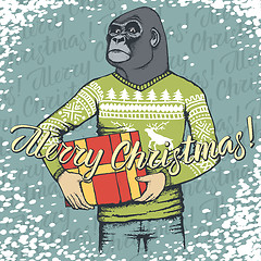 Image showing Monkey vector Christmas concept