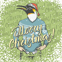 Image showing Christmas penguin vector illustration