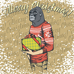 Image showing Monkey vector Christmas concept