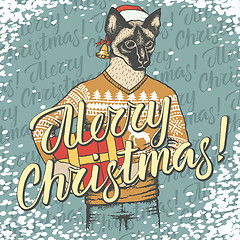 Image showing Christmas cat vector illustration