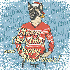 Image showing Christmas cat vector illustration