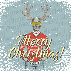 Image showing Vector Christmas skull with gift illustration