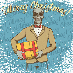 Image showing Vector Christmas skull with gift illustration