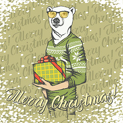 Image showing Christmas white bear vector illustration