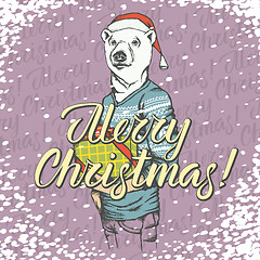 Image showing Christmas white bear vector illustration