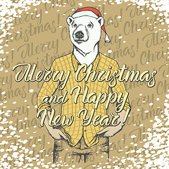 Image showing Christmas white bear vector illustration