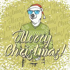 Image showing Christmas white bear vector illustration