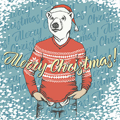 Image showing Christmas white bear vector illustration