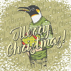 Image showing Christmas penguin vector illustration