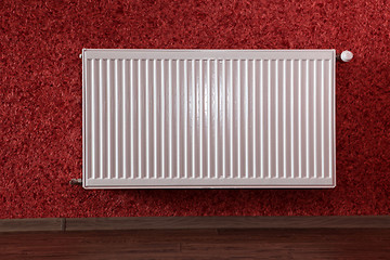 Image showing Radiator in red room