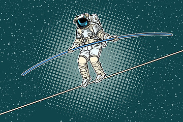 Image showing Astronaut tightrope Walker, the risks of a researcher of science