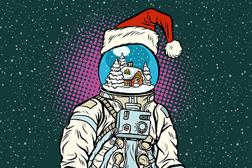 Image showing Christmas astronaut with dreams of gingerbread house