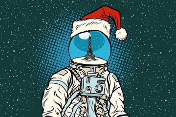 Image showing Christmas astronaut with dreams of Paris