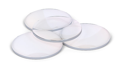 Image showing Group of eyeglasses lens on white