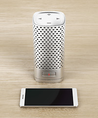 Image showing Smart speaker and smartphone