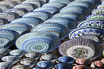 Image showing Ceramic dishware, Uzbekistan