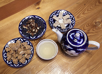 Image showing Traditional Uzbek served tea and sweets