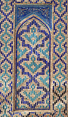 Image showing Old Eastern mosaic on the wall, Uzbekistan