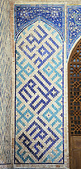 Image showing Old Eastern mosaic on the wall, Uzbekistan