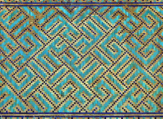 Image showing Old Eastern mosaic on the wall, Uzbekistan