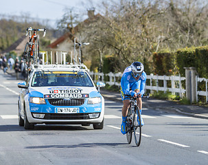 Image showing The Cyclist Roman Combaud - Paris-Nice 2016 