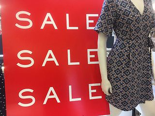 Image showing Fashion Sale Sign and mannequin