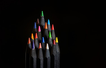 Image showing Christmas tree made of wooden pencils