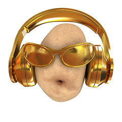 Image showing potato with sun glass and headphones front \