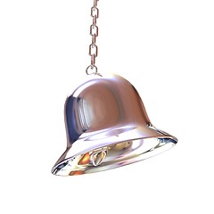 Image showing Shiny metal bell isolated on white background. 3d illustration