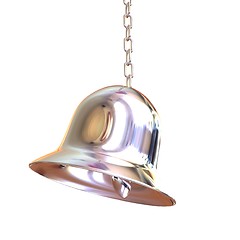 Image showing Shiny metal bell isolated on white background. 3d illustration