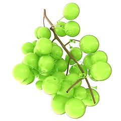 Image showing Healthy fruits Green wine grapes isolated white background. Bunc