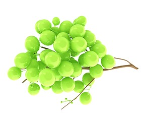 Image showing Healthy fruits Green wine grapes isolated white background. Bunc