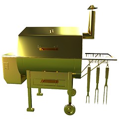 Image showing Gold BBQ Grill. 3d illustration