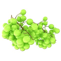 Image showing Healthy fruits Green wine grapes isolated white background. Bunc